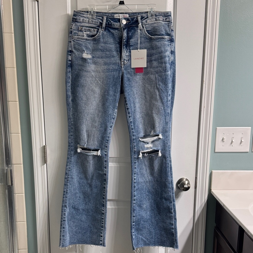 Lovervet by Vervet Light Blue Distressed Flare Jeans